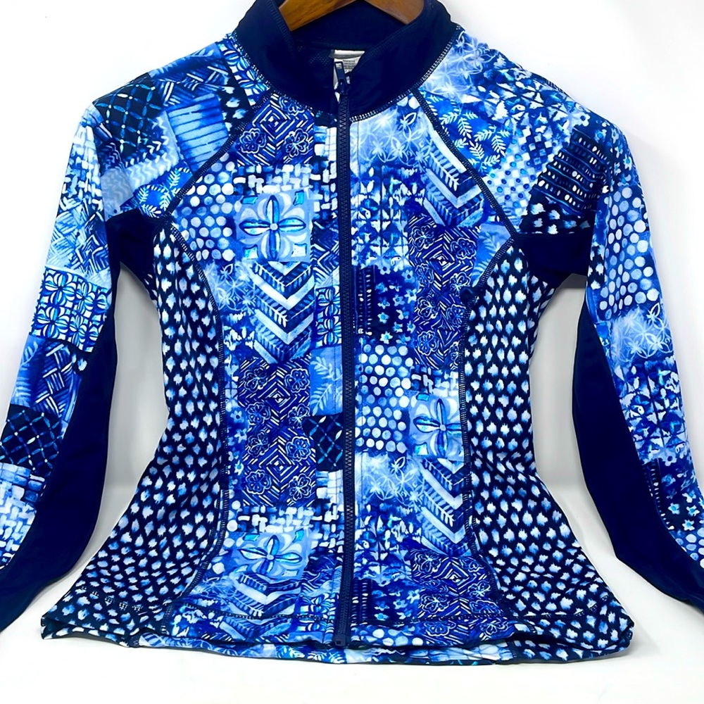 Tommy Bahama Active Patchwork Swim Zipped Jacket Rash Guard Size X-Small